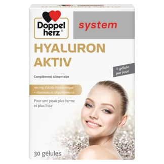 Illustration of the product packaging Doppelherz system HYALURON AKTIV front view